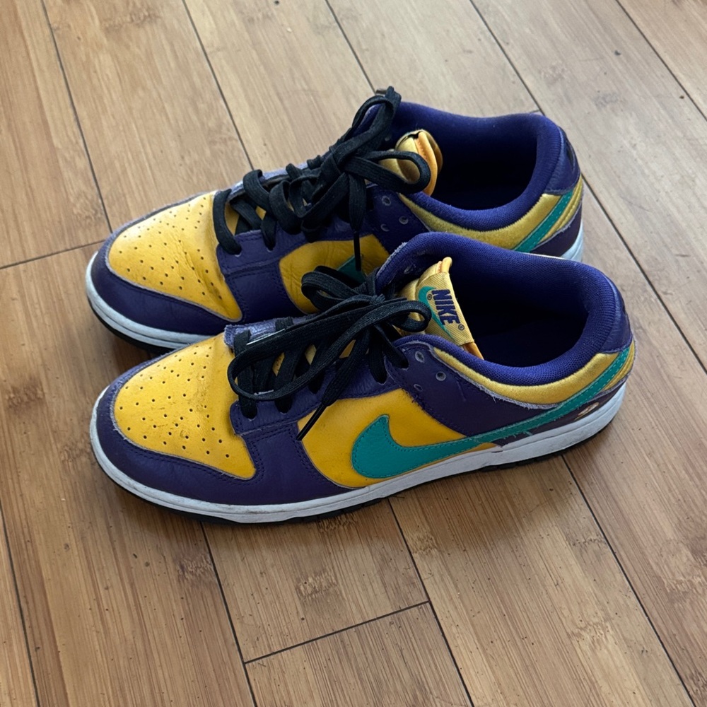 Nike Vibrant Yellow and Purple Shoes with Teal Accents - Picture 3 of 4